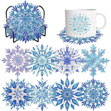 Load image into Gallery viewer, 8pcs DIY Snowflake Diamond Painting Coasters Kits for Adults Beginner Gifts
