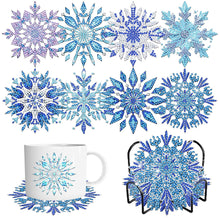 Load image into Gallery viewer, 8pcs DIY Snowflake Diamond Painting Coasters Kits for Adults Beginner Gifts

