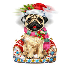 Load image into Gallery viewer, Christmas Acrylic 2D Flat Print DIY Pug Shake Head Desktop Diamond Painting Art Kits

