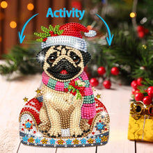 Load image into Gallery viewer, Christmas Acrylic 2D Flat Print DIY Pug Shake Head Desktop Diamond Painting Art Kits
