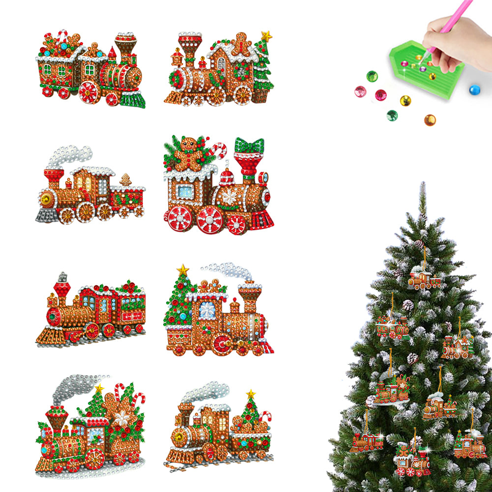 8Pcs Acrylic Special Shaped Christmas Theme Diamond Painting Hanging Decorations