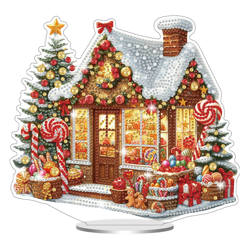 Christmas Acrylic 2D Flat Print Snow House DIY Desktop Diamond Art Kits for Adults