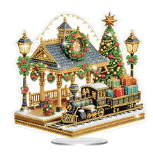Load image into Gallery viewer, Christmas Acrylic 2D Flat Print Train Station DIY Desktop Diamond Art Kits for Adults

