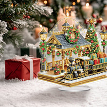 Load image into Gallery viewer, Christmas Acrylic 2D Flat Print Train Station DIY Desktop Diamond Art Kits for Adults
