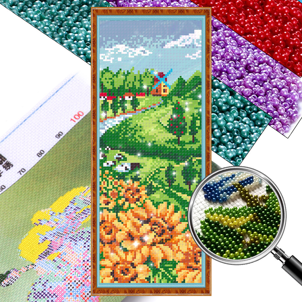 Summer Blessing - Partial  9CT Stamped Cross Stitch - Bead Embroidery 16x40CM/6.30x15.75in