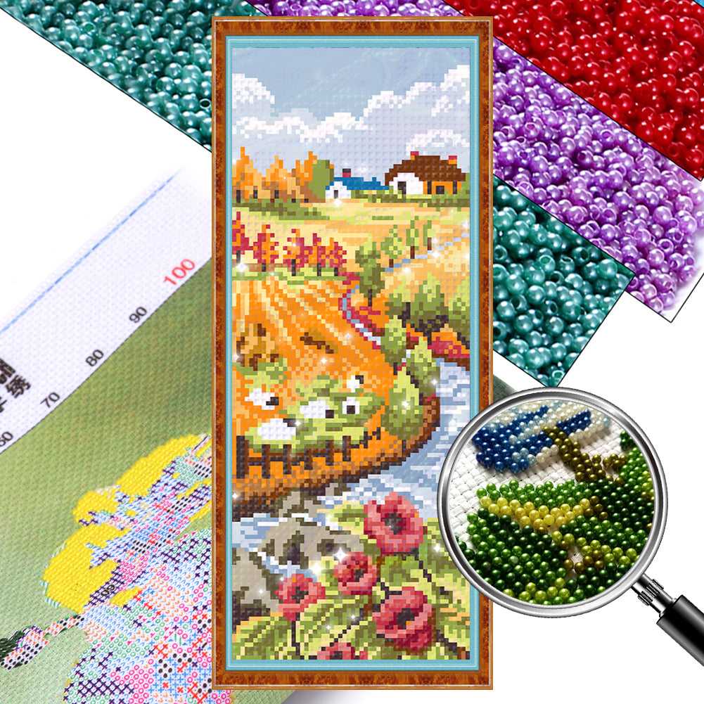 Autumn Blessing - Partial  9CT Stamped Cross Stitch - Bead Embroidery 16x40CM/6.30x15.75in