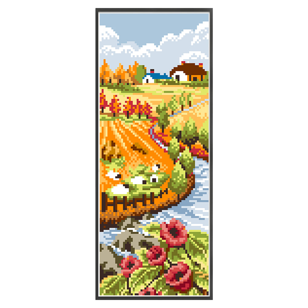 Autumn Blessing - Partial  9CT Stamped Cross Stitch - Bead Embroidery 16x40CM/6.30x15.75in