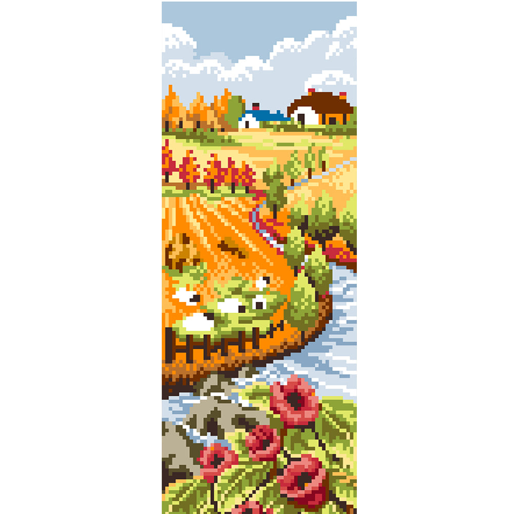 Autumn Blessing - Partial  9CT Stamped Cross Stitch - Bead Embroidery 16x40CM/6.30x15.75in