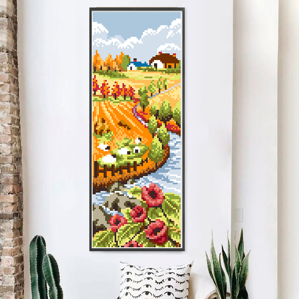 Autumn Blessing - Partial  9CT Stamped Cross Stitch - Bead Embroidery 16x40CM/6.30x15.75in