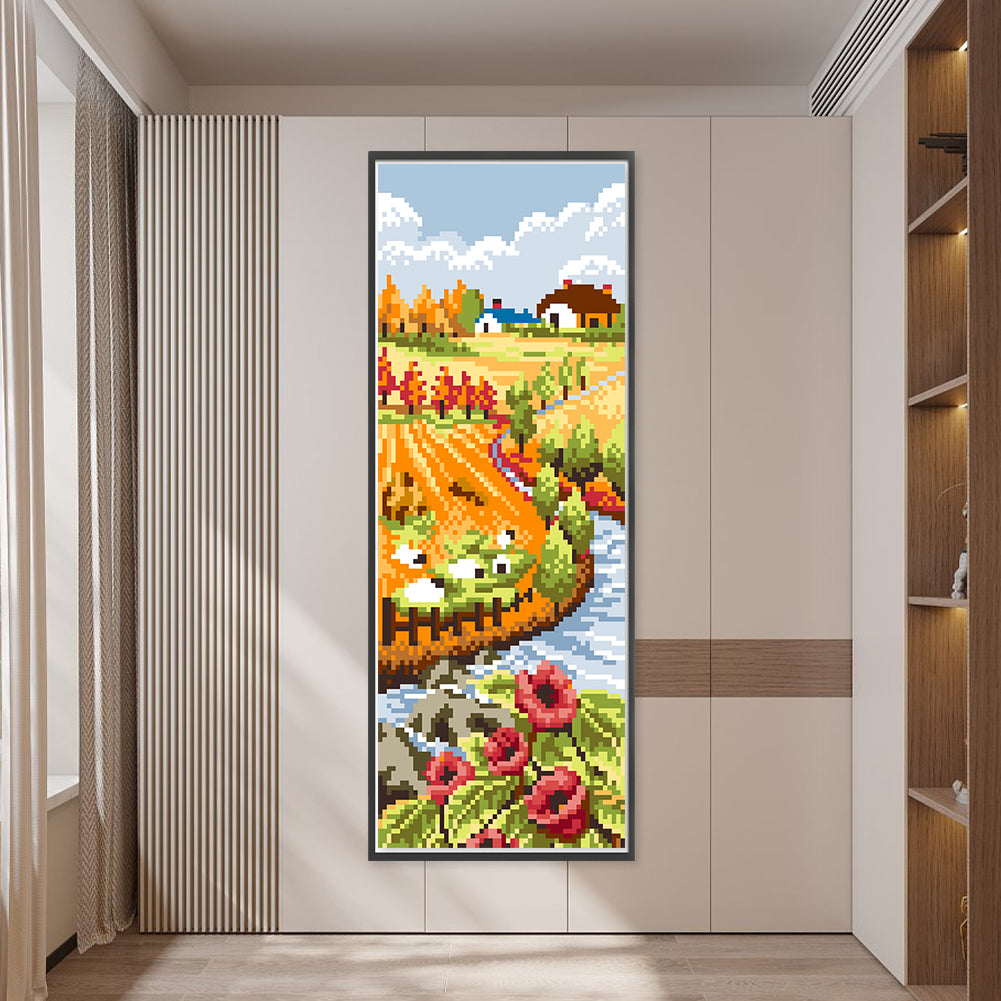 Autumn Blessing - Partial  9CT Stamped Cross Stitch - Bead Embroidery 16x40CM/6.30x15.75in