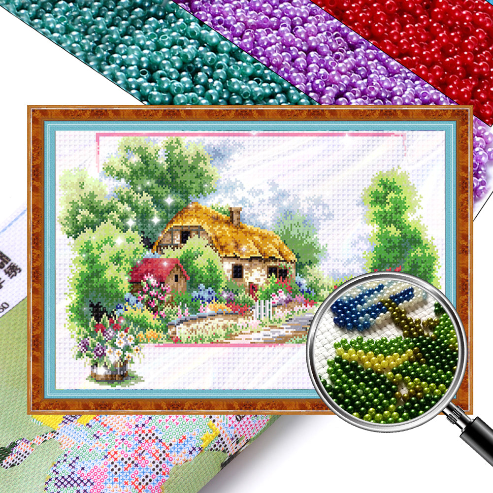 Spring - Partial  9CT Stamped Cross Stitch - Bead Embroidery 65x40CM/25.59x15.75in