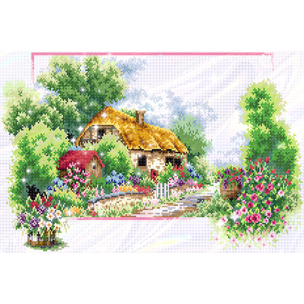 Spring - Partial  9CT Stamped Cross Stitch - Bead Embroidery 65x40CM/25.59x15.75in
