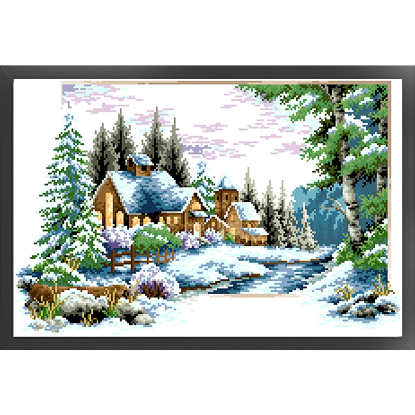 Winter - Partial  9CT Stamped Cross Stitch - Bead Embroidery 60x39CM/23.62x15.35in