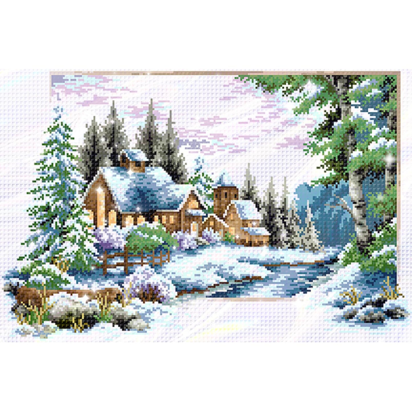 Winter - Partial  9CT Stamped Cross Stitch - Bead Embroidery 60x39CM/23.62x15.35in