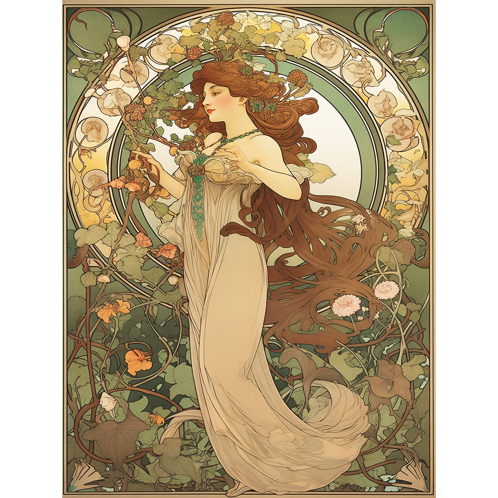 Plants And Girl 30*40CM(Canvas) Full Round Drill Diamond Painting