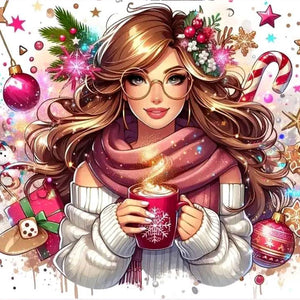 Coffee Girl 40*40CM(Canvas) Full Round Drill Diamond Painting