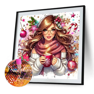 Coffee Girl 40*40CM(Canvas) Full Round Drill Diamond Painting