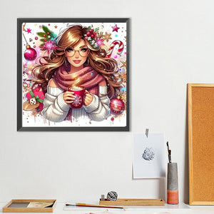 Coffee Girl 40*40CM(Canvas) Full Round Drill Diamond Painting
