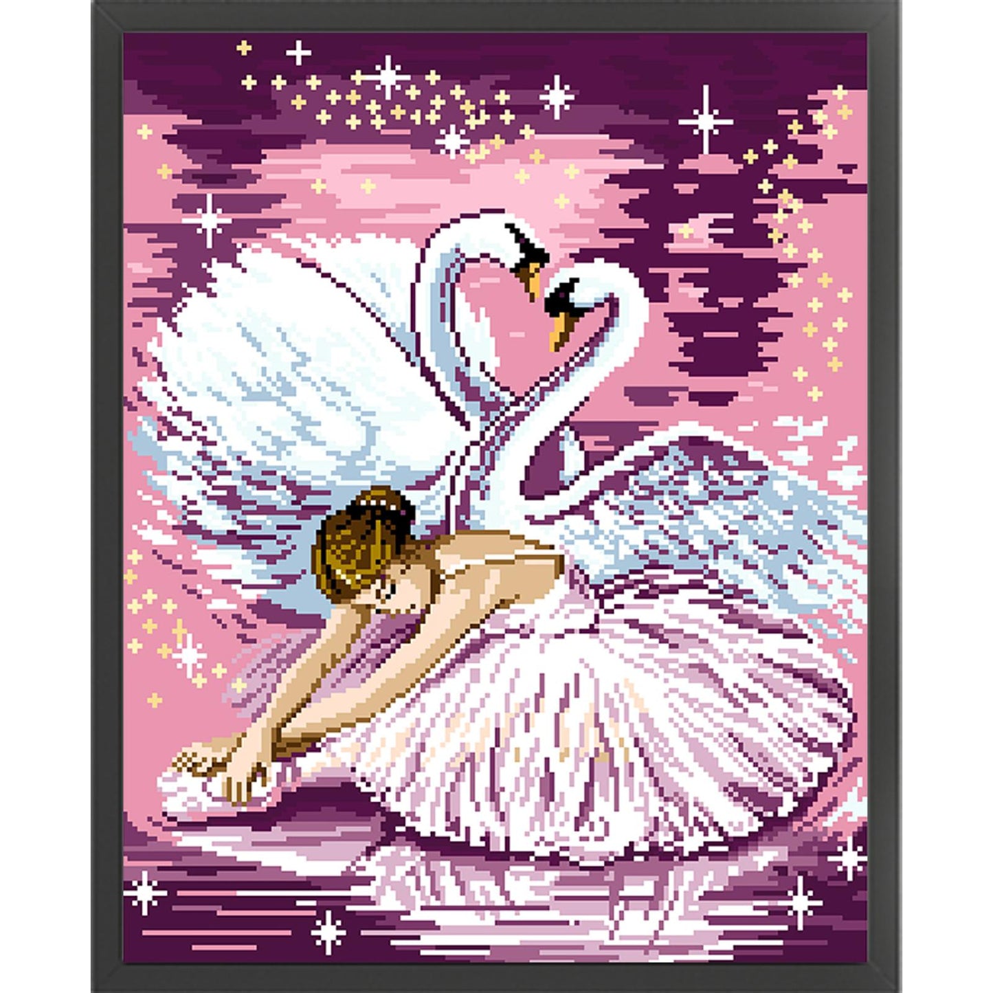 Swan Dance - Full  9CT Stamped Cross Stitch - Bead Embroidery 43x54CM/16.93x21.26in