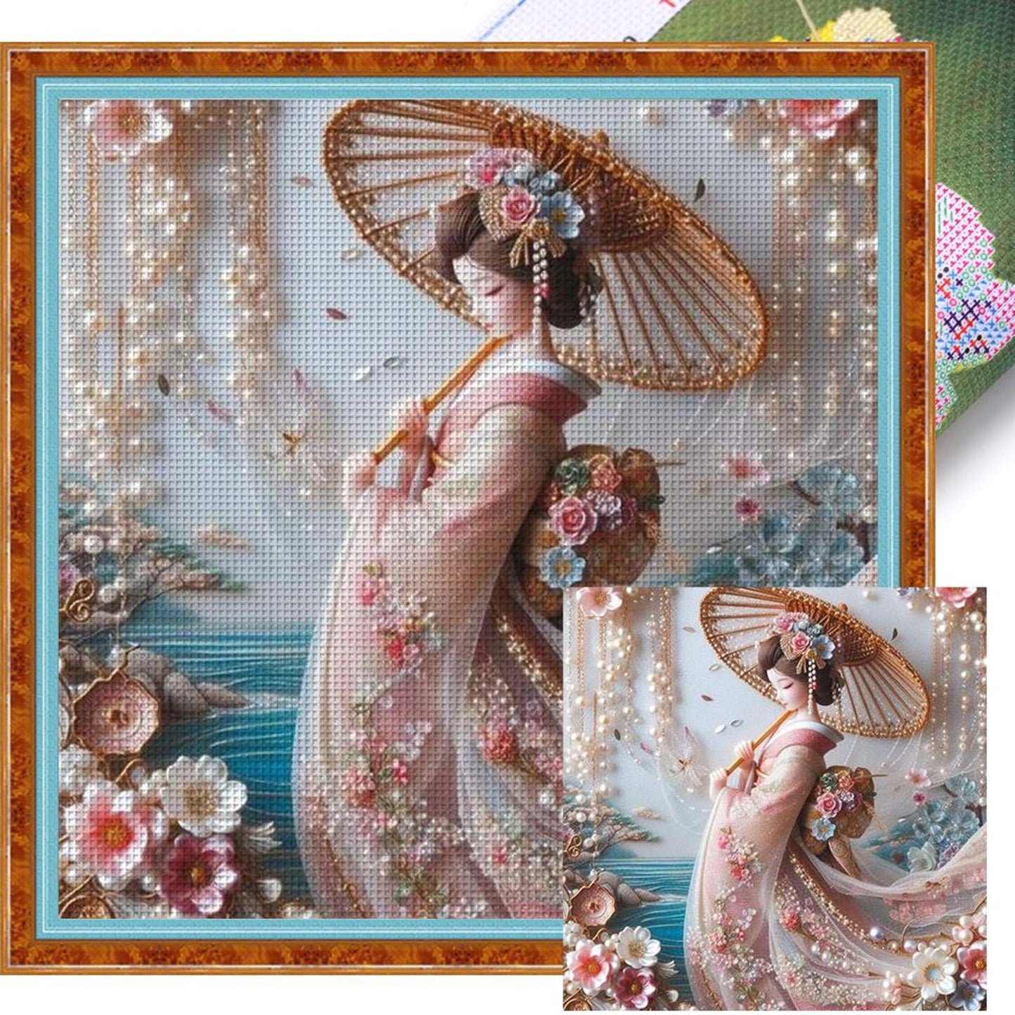 Japanese Style Beauty - Full 11CT Stamped Cross Stitch 50x50CM - Huacan