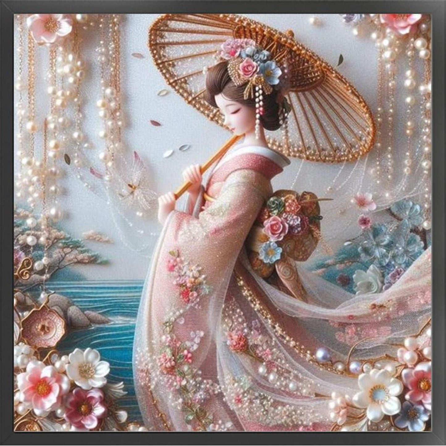 Japanese Style Beauty - Full 11CT Stamped Cross Stitch 50x50CM - Huacan