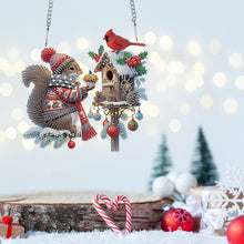 Load image into Gallery viewer, Acrylic Special Shape Christmas Squirrel Cardinal DIY Diamond Art Pendant Kit
