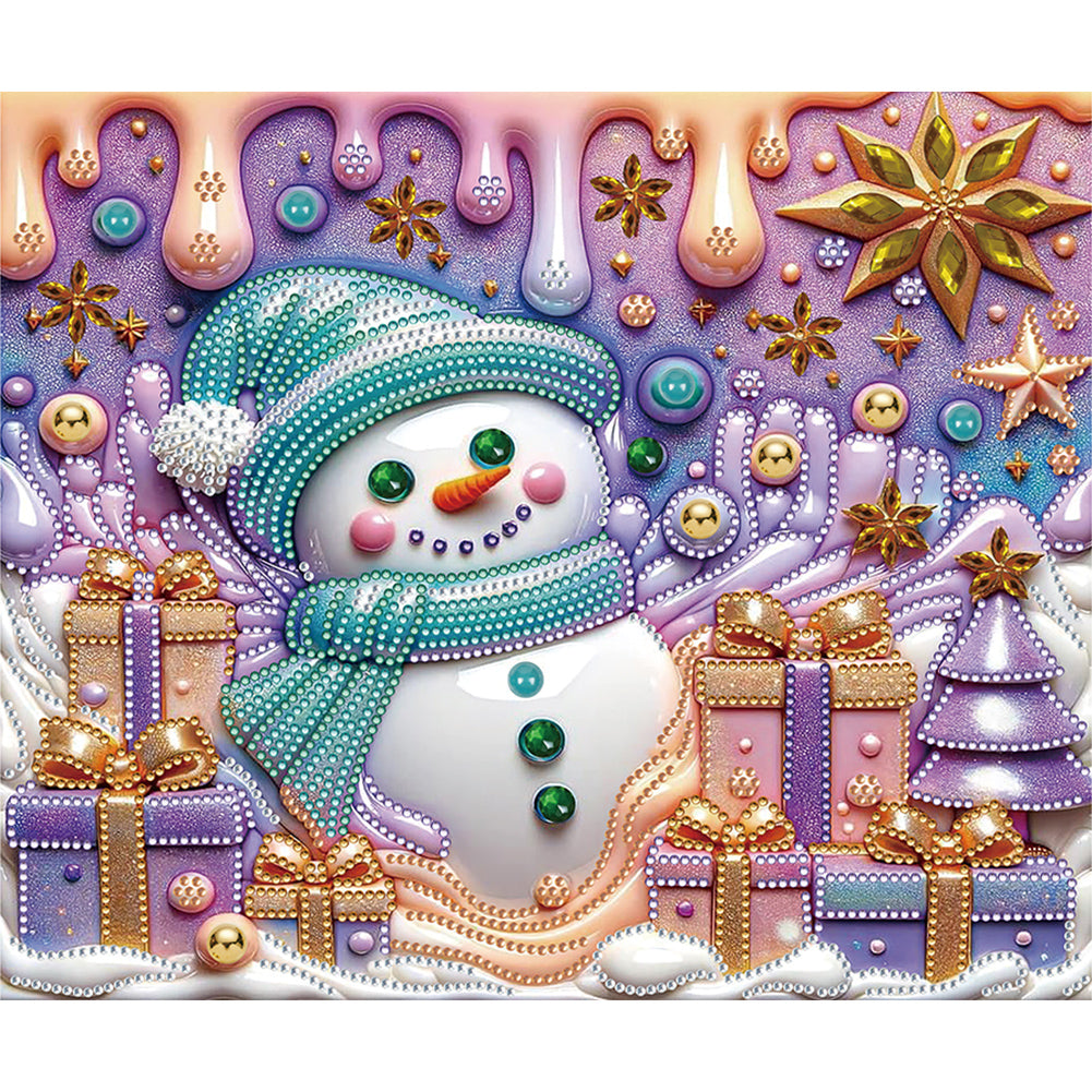 Christmas Snowman 30*35CM(Canvas) Partial Special Shaped Drill Diamond Painting