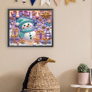 Christmas Snowman 30*35CM(Canvas) Partial Special Shaped Drill Diamond Painting