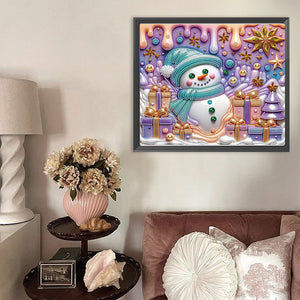 Christmas Snowman 30*35CM(Canvas) Partial Special Shaped Drill Diamond Painting