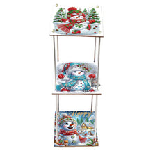 Load image into Gallery viewer, 3 Tier Acrylic Snowman 5D DIY Diamond Painting Square Serving Tray for Table
