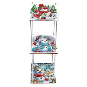 3 Tier Acrylic Snowman 5D DIY Diamond Painting Square Serving Tray for Table