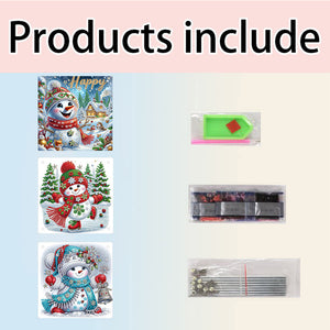 3 Tier Acrylic Snowman 5D DIY Diamond Painting Square Serving Tray for Table