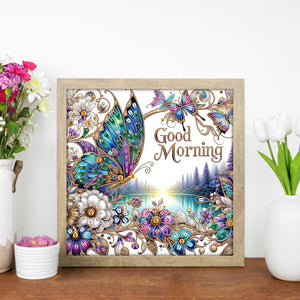 Good Morning, Good Night, Dreamy Butterflies 40*40CM(Canvas) Partial Special Shaped Drill Diamond Painting