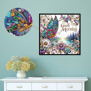 Good Morning, Good Night, Dreamy Butterflies 40*40CM(Canvas) Partial Special Shaped Drill Diamond Painting