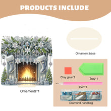 Load image into Gallery viewer, Christmas Wooden Special Shaped Fireplace White Stockings Diamond Painting Table Ornament
