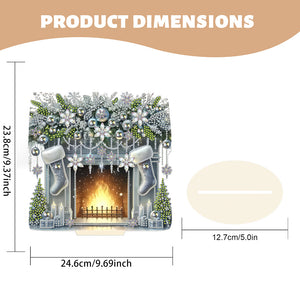 Christmas Wooden Special Shaped Fireplace White Stockings Diamond Painting Table Ornament