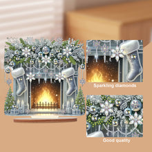 Load image into Gallery viewer, Christmas Wooden Special Shaped Fireplace White Stockings Diamond Painting Table Ornament
