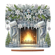 Load image into Gallery viewer, Christmas Wooden Special Shaped Fireplace White Stockings Diamond Painting Table Ornament
