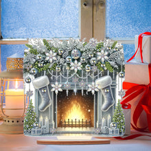 Load image into Gallery viewer, Christmas Wooden Special Shaped Fireplace White Stockings Diamond Painting Table Ornament
