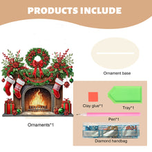 Load image into Gallery viewer, Christmas Wooden Special Shaped Red Wreath Stocking Diamond Painting Tabletop Ornament Kit
