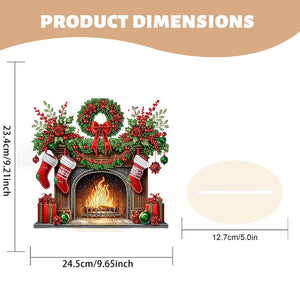 Christmas Wooden Special Shaped Red Wreath Stocking Diamond Painting Tabletop Ornament Kit
