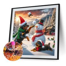 Load image into Gallery viewer, Winter Snowman And Puppy 40*40CM(Picture) Full Round Drill Diamond Painting
