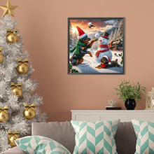 Load image into Gallery viewer, Winter Snowman And Puppy 40*40CM(Picture) Full Round Drill Diamond Painting
