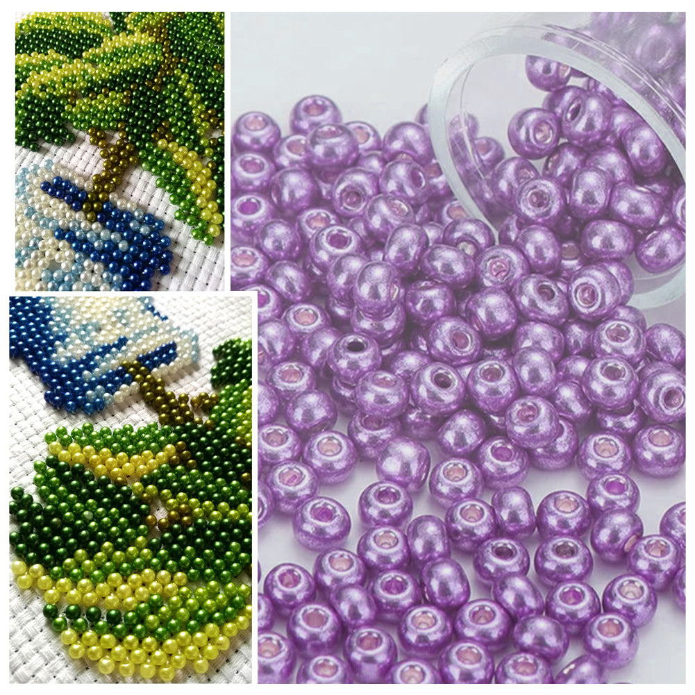 Cross Stitch Beads Needlework Mini Glass Beads for  Adults Beginners (2.0MM)