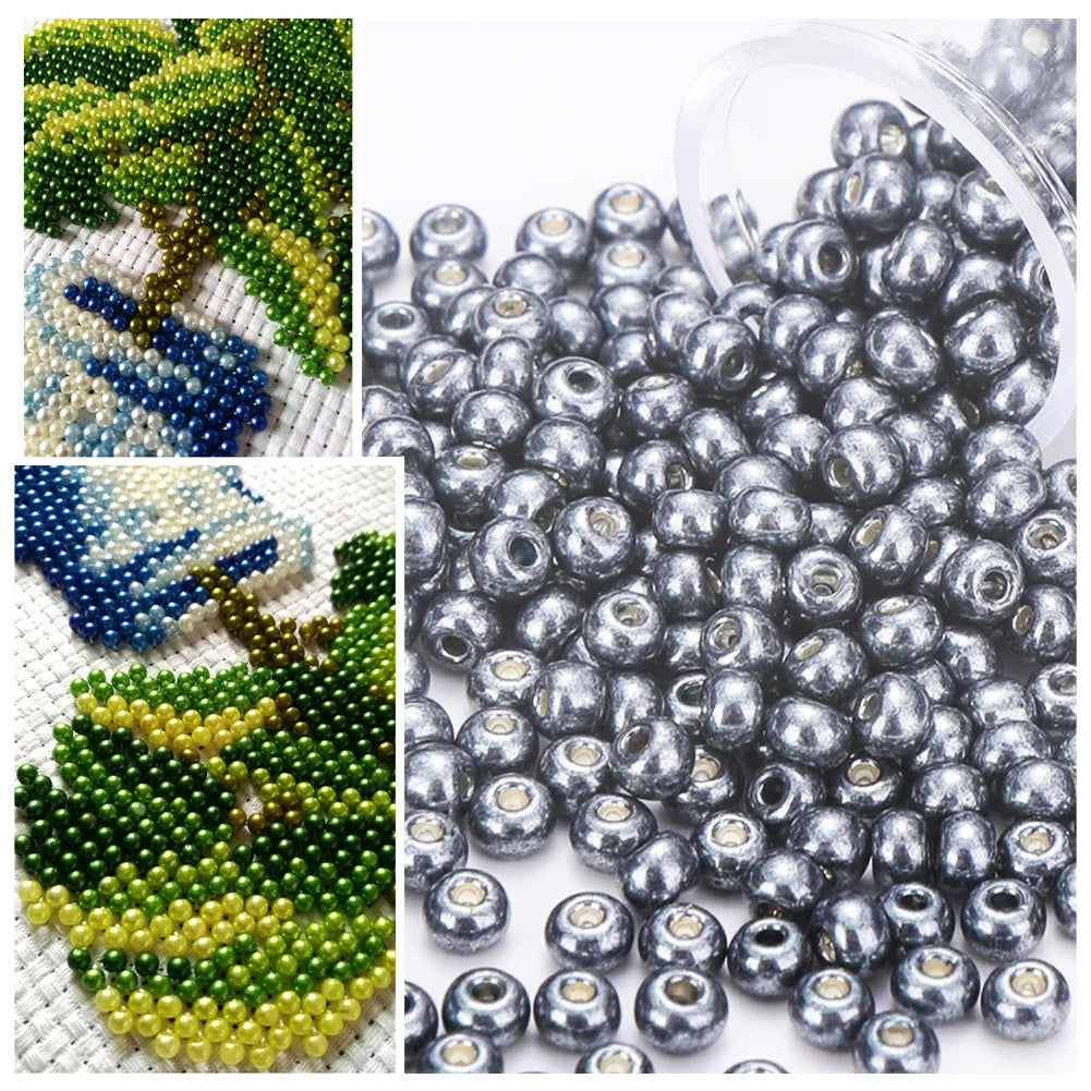 Cross Stitch Beads Needlework Mini Glass Beads for  Adults Beginners (2.0MM)