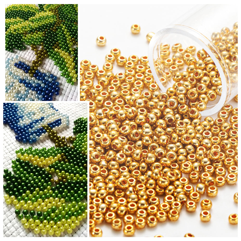 Cross Stitch Beads Needlework Mini Glass Beads for  Adults Beginners (2.0MM)