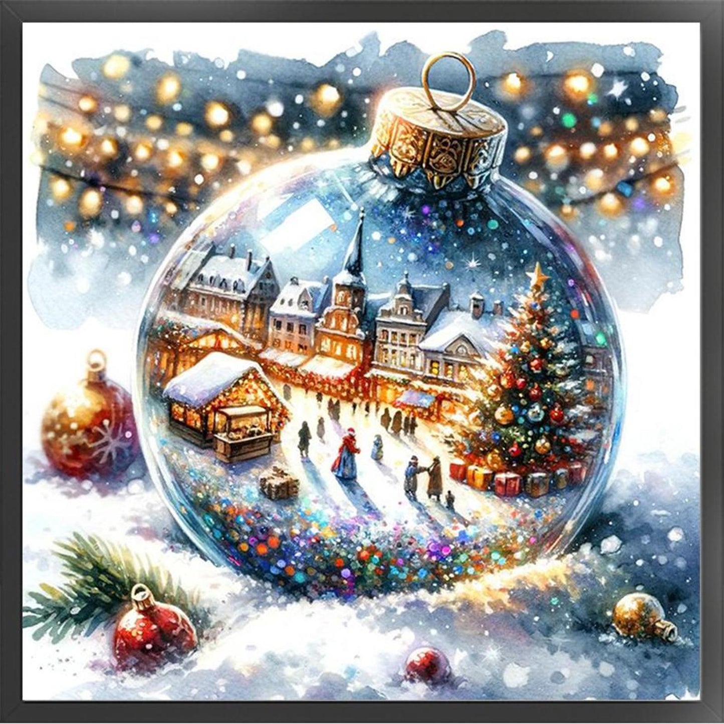 Christmas Crystal Ball - Full 11CT Stamped Cross Stitch 40x40CM - Huacan