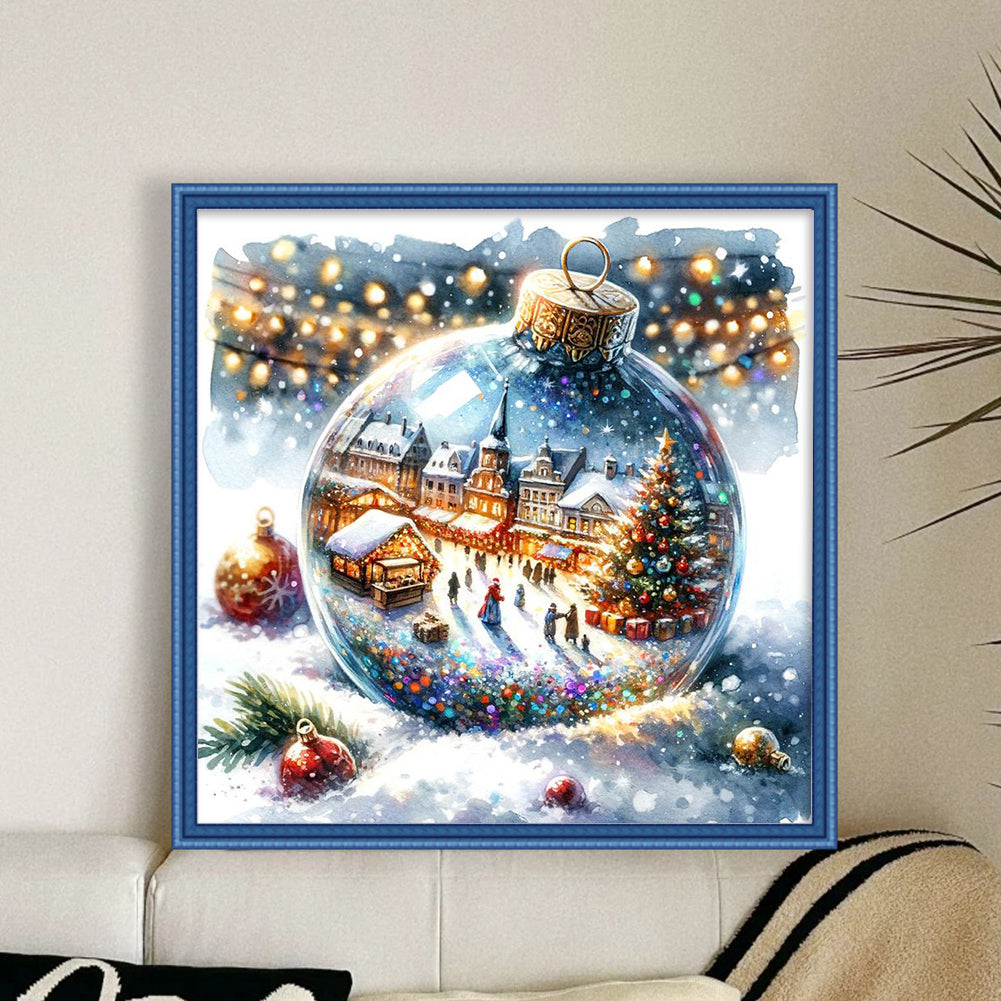 Christmas Crystal Ball - Full 11CT Stamped Cross Stitch 40x40CM - Huacan