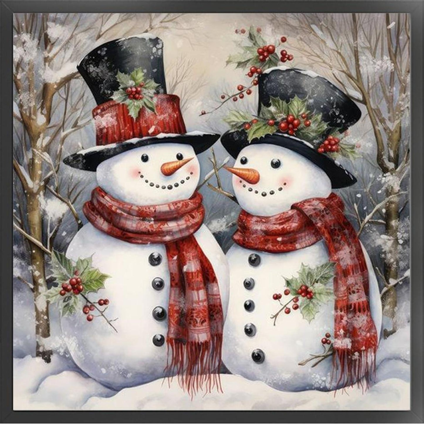 Christmas Snowman - Full 11CT Stamped Cross Stitch 40x40CM - Huacan