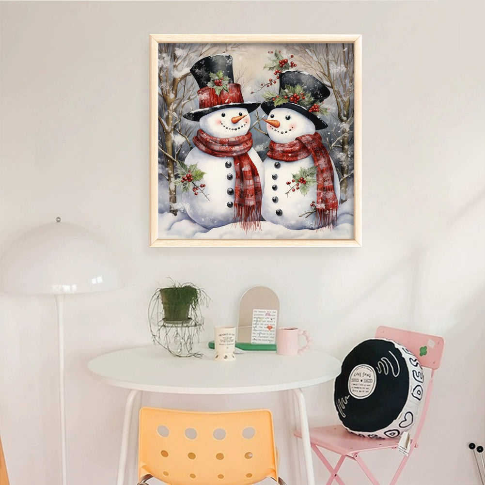 Christmas Snowman - Full 11CT Stamped Cross Stitch 40x40CM - Huacan